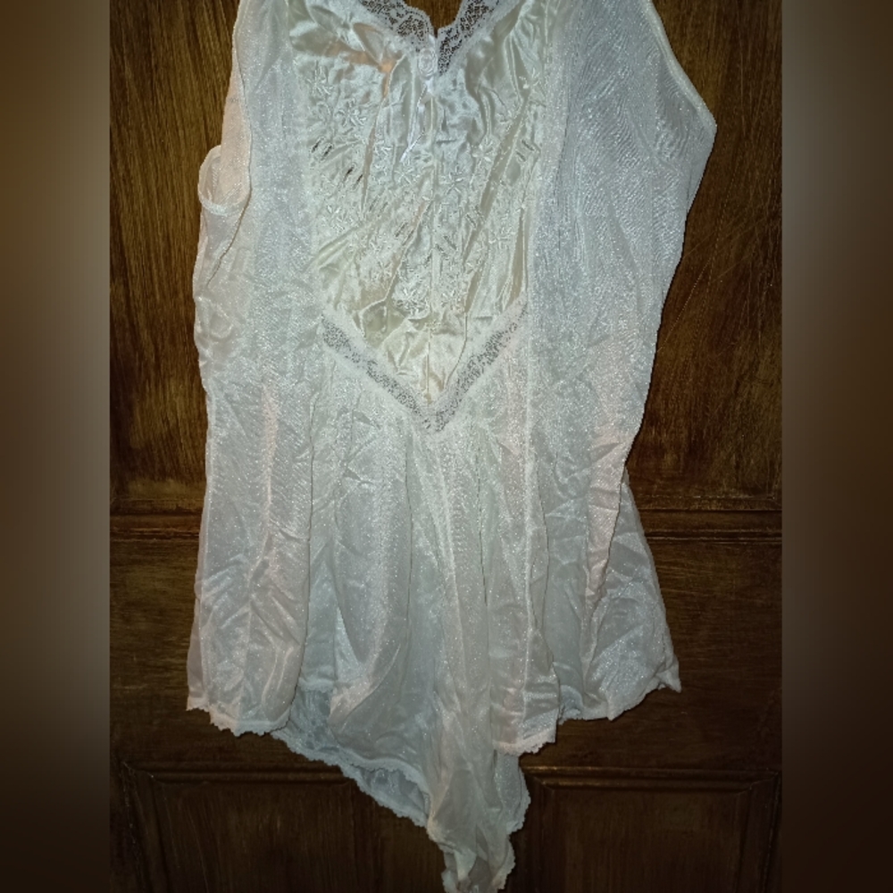 Vintage Sears Inner Most Lingerie Romper White Nylon Size 16/18 USA